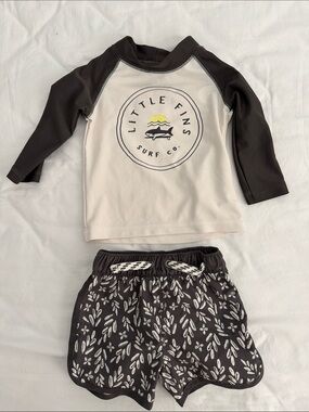 Baby swim Black & Cream Rash Guard Set 3-6months